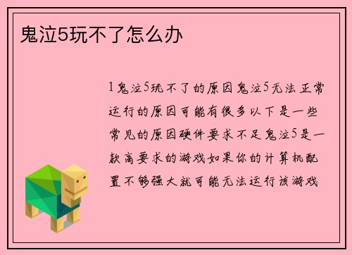 鬼泣5玩不了怎么办